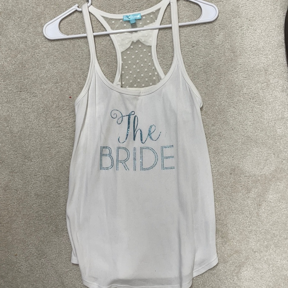 Adorable “the bride” tank. BRAND NEW! Tickets still on